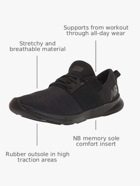 New Balance Womans Nergize V3 Black Athletic Knit Slip-On Sneakers